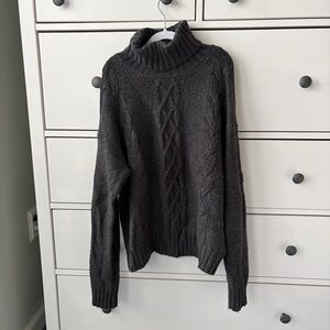 bp Charcoal Ribbed Turtleneck Sweater